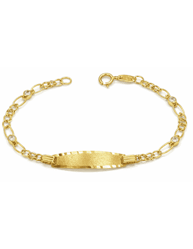 Pulsera Esclava infantil eslabón Hungaro y  circonitas - Oro Amarillo 18K