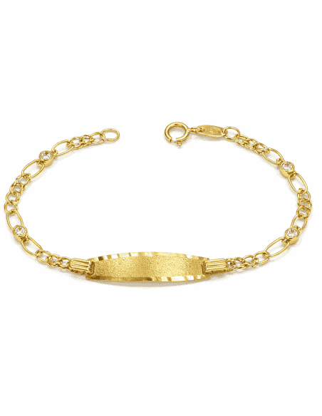 Pulsera Esclava infantil eslabón Hungaro y  circonitas - Oro Amarillo 18K
