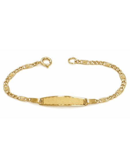Pulsera Esclava infantil con Placa Tallada - Oro Amarillo 18K