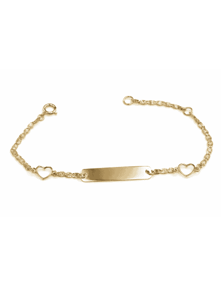 Pulsera esclava infantil con Corazones Calados - Oro Amarillo 18K