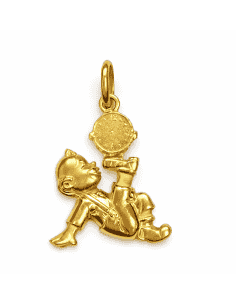 Colgante Bebé Colgante Bebé Payaso con Reloj Personalizable Hora Nacimiento - Oro Amarillo