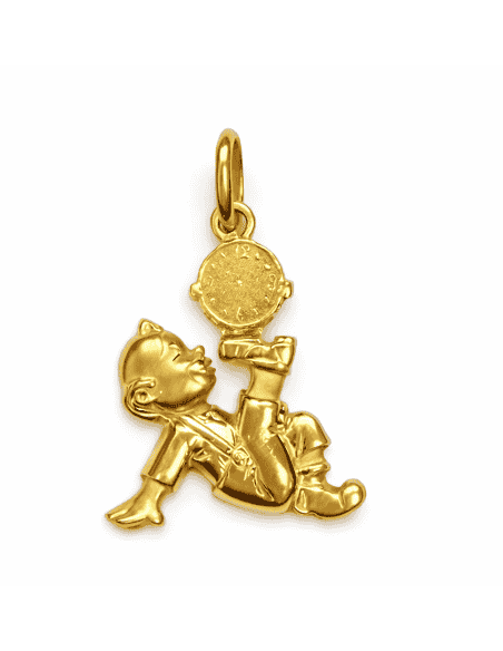 Colgante Bebé Colgante Bebé Payaso con Reloj Personalizable Hora Nacimiento - Oro Amarillo