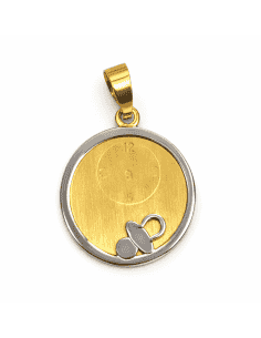 Colgante Bebé Oro Bicolor con Chupete Grabable - Oro Amarillo y Blanco