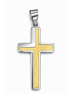 Colgante Cruz  Bicolor - Oro Amarillo y Blanco 18k