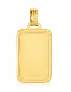 Colgante Chapa Rectangular Premarcada en Relieve  - Oro Amarillo 18K