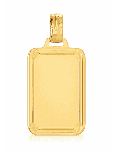 Colgante Chapa Rectangular Premarcada en Relieve  - Oro Amarillo 18K