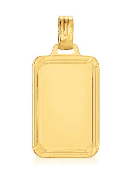 Colgante Chapa Rectangular Premarcada en Relieve  - Oro Amarillo 18K