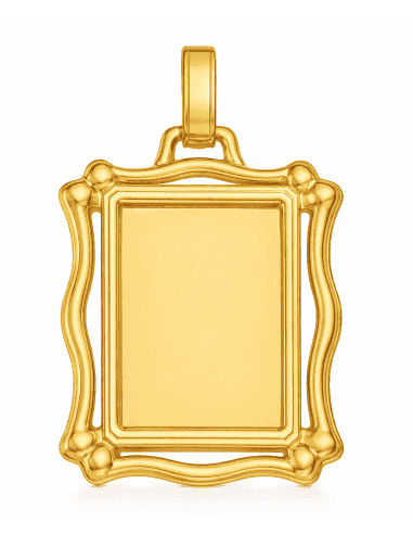 Colgante Chapa Rectangular con marco - Oro Amarillo 18K