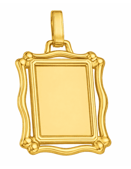 Colgante Chapa Rectangular con marco - Oro Amarillo 18K