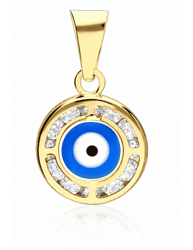 Colgante Ojo Turco con circonitas - Oro Amarillo 18K