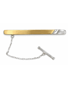 Pisacorbatas con Acabado Mate y Bajorrelieve en Brillo – Oro Amarillo y Blanco 18K