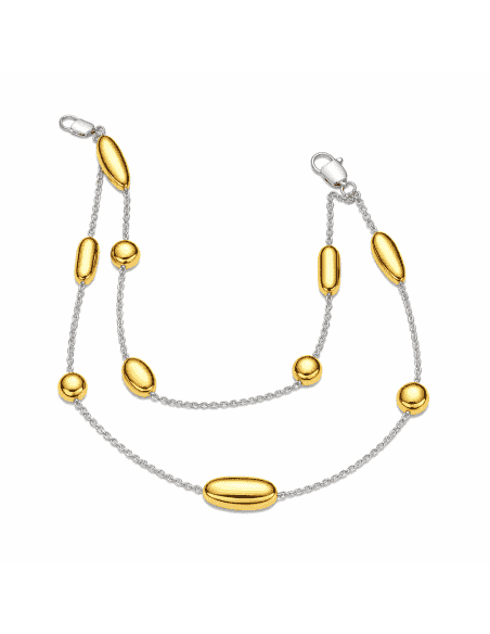 Pulsera para Mujer Bicolor con gotas o frijoles - Oro Amarillo y Blanco 18K