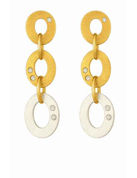 Pendientes para Mujer Tricolor con 12 brillantes  - Oro Amarillo,Rosa y Blanco 18K