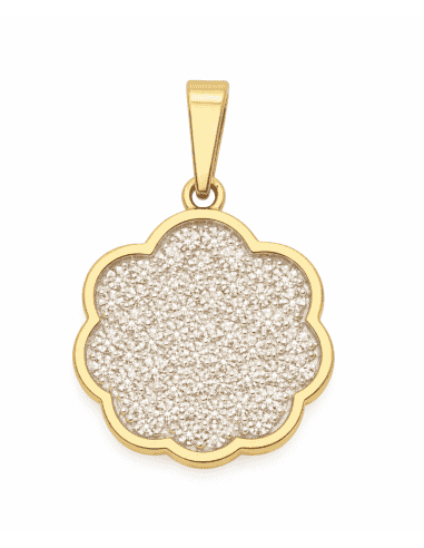 Colgante con fraguado de circonitas - Oro Amarillo y Blanco 18K