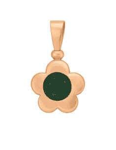 Colgante con Forma de flor con piedra verdosa  - Oro Amarillo 18K