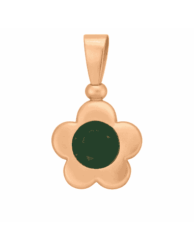 Colgante con Forma de flor con piedra verdosa  - Oro Amarillo 18K
