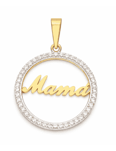 Colgante "Mama" con cerco de circonitas - Oro Amarillo 18K