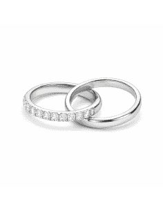 Colgante Alianzas Entrelazadas con Circonitas - Oro Blanco 18K