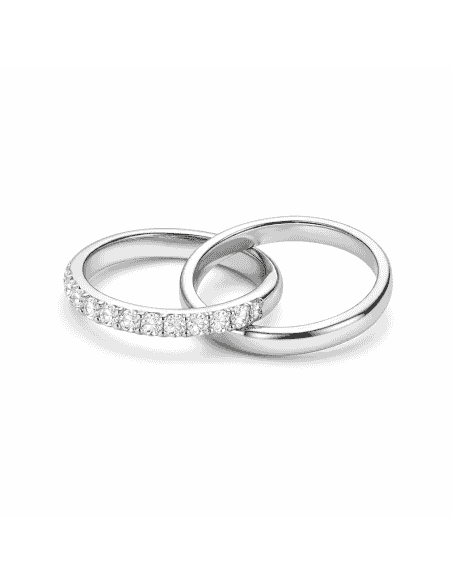 Colgante Alianzas Entrelazadas con Circonitas - Oro Blanco 18K