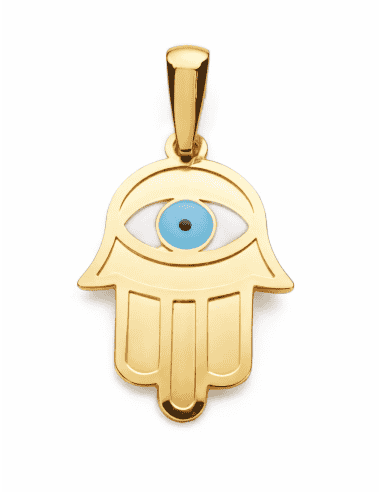 Colgante Mano de Fátima con Ojo Turco - Oro...