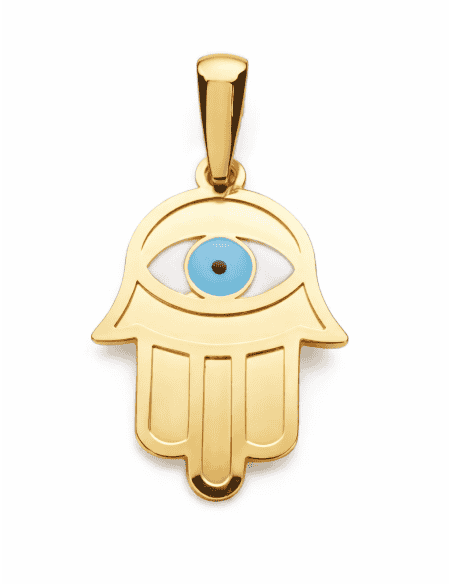 Colgante Mano de Fátima con Ojo Turco - Oro Amarillo 18K