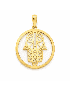 Colgante Mano de Fátima con Nacar - Oro Amarillo 18K
