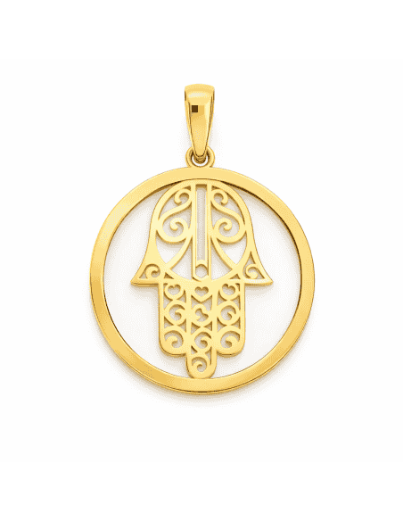Colgante Mano de Fátima con Nacar - Oro Amarillo 18K