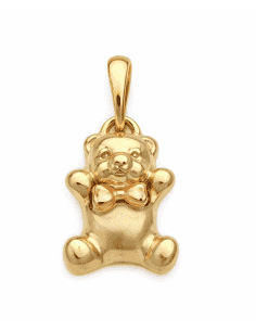 Colgante en oro de tres colores en forma de Osito con pajarita - Oro Amarillo, Blanco y Rosa 18K