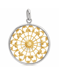 Colgante con Detalle Radial - Oro Blanco y Amarillo 18K
