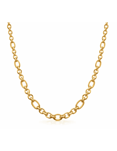 Cadena Caballero eslabón Rolo Programada con eslabón Grabado  - Oro amarillo 18k
