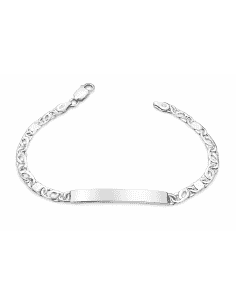 Pulsera esclava Eslabones Combinados Ojo de Perdiz y Chapita - Plata de ley