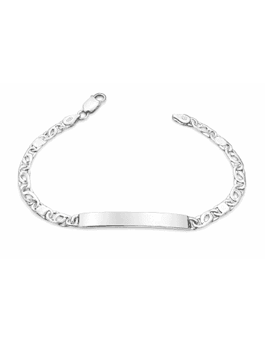Pulsera esclava Eslabones Combinados Ojo de Perdiz y Chapita - Plata de ley