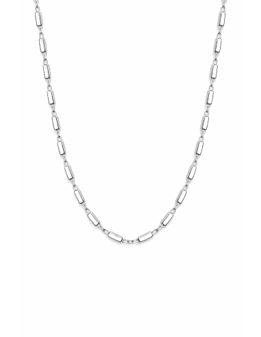 Cadena para Mujer bolitas alargadas con cadenita fina - Plata de ley
