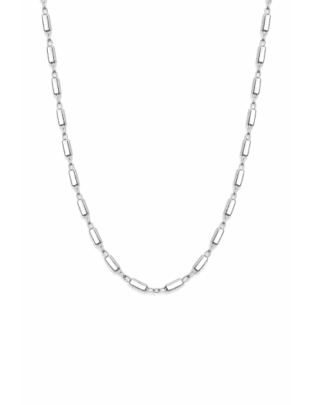 Cadena para Mujer bolitas alargadas con cadenita fina - Plata de ley
