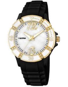 Reloj para Mujer con Correa Negra y Detalles Dorados con Circonitas - Calypso K5650/4