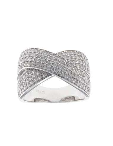 Anillo para Mujer de Plata Líneas Cruzadas con Circonitas  - Salvatore 252S0082/20