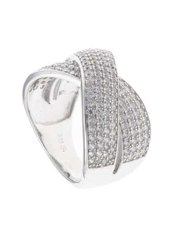 Anillo para Mujer de Plata Líneas Cruzadas con...
