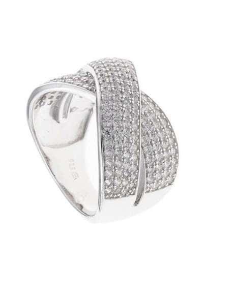 Anillo para Mujer de Plata Líneas Cruzadas con Circonitas  - Salvatore 252S0082/20