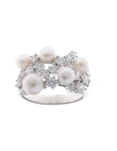 Anillo de Plata Rodio con Perlas y Circonitas...