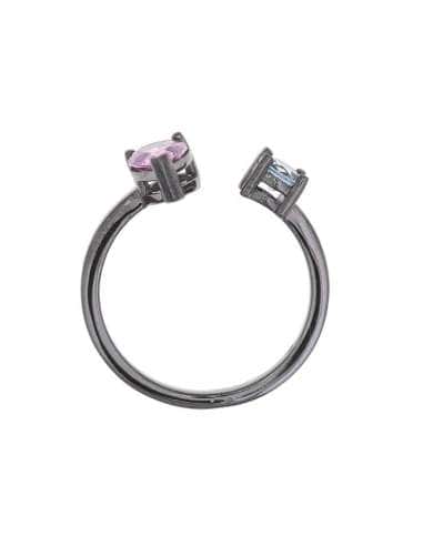 Anillo para Mujer en Plata de Ley con Baño de Rutenio y Piedras Rosa y Azul - Salvatore 136S0249/12