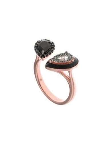 Anillo para Mujer Plata de ley Chapado Rosa Nano Negro y Verde Hielo - Salvatore 136S0271-14