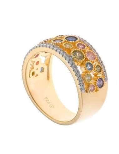 Anillo para Mujer Anillo Plata de Ley Baño Oro...