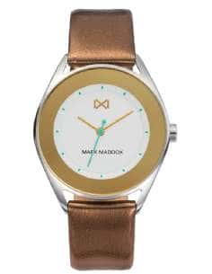 Reloj para Mujer con Correa de Piel Marrón y Esfera...