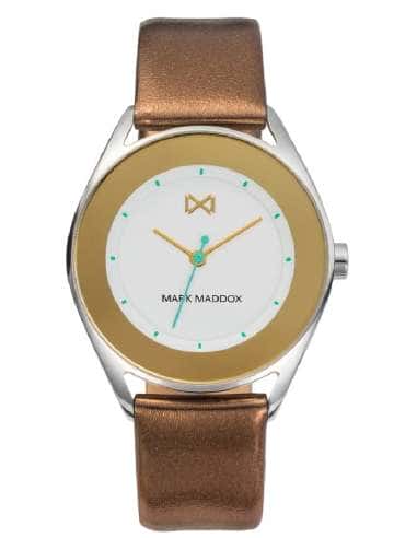 Reloj para Mujer con Correa de Piel Marrón y...