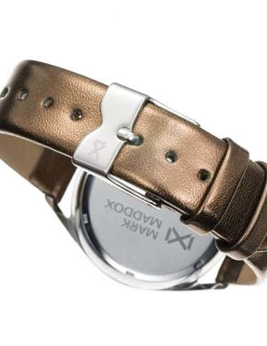 Reloj para Mujer con Correa de Piel Marrón y Esfera Blanca con Detalles Dorados - Mark Maddox MC7104-06