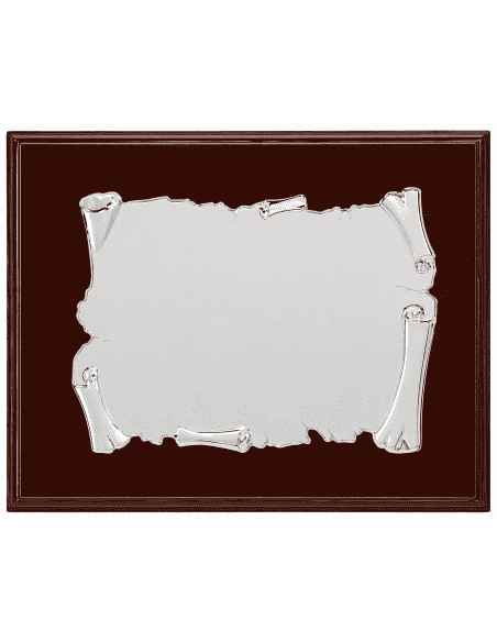 Placa Homenaje Aluminio Forma Pergamino Mate ( Grabado Incluido)