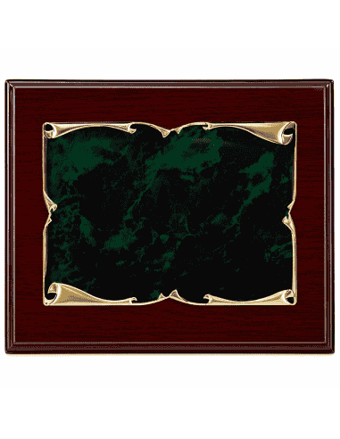 Placa Homenaje Aluminio Pergamino Dorado Fondo Esmalte Verde -  P-2096 ( Grabado Incluido)
