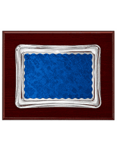 Placa Homenaje Aluminio doble Chapa con Forma Pergamino Azul - P-0006 ( Grabado Incluido)