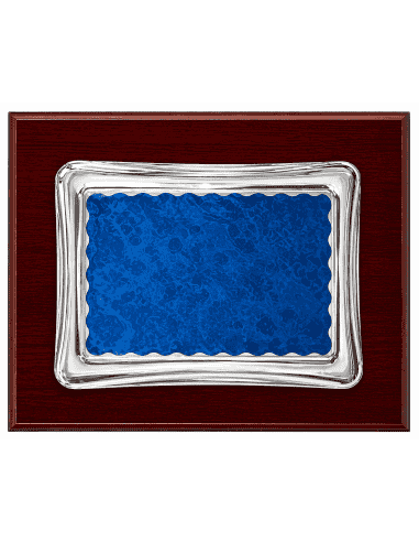 Placa Homenaje Aluminio doble Chapa con Forma Pergamino Azul - P-0006 ( Grabado Incluido)