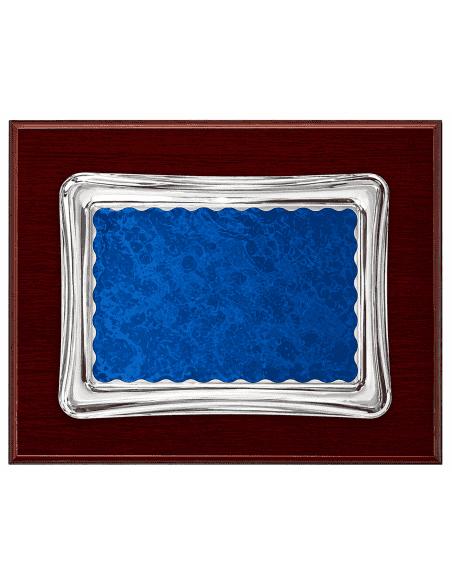 Placa Homenaje Aluminio doble Chapa con Forma Pergamino Azul - P-0005 ( Grabado Incluido)